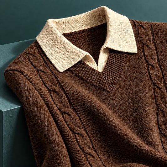 Averleigh Contrast Collar Cable Knit Sweater (1:1, image 4)
