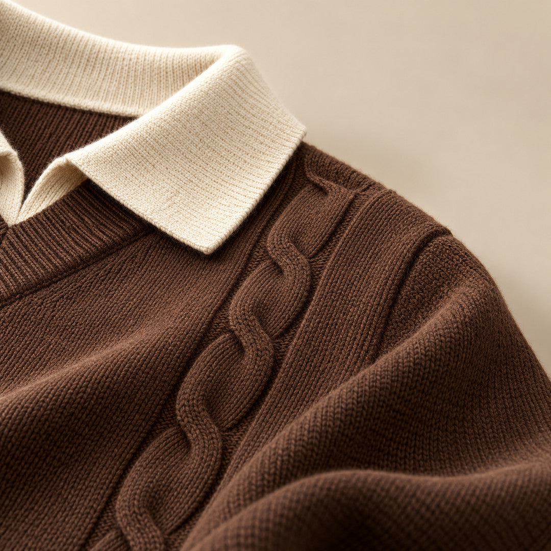 Averleigh Contrast Collar Cable Knit Sweater (1:1, image 6)