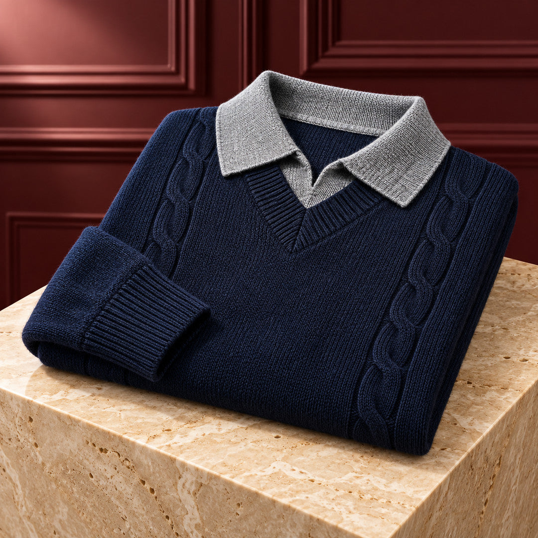Averleigh Contrast Collar Cable Knit Sweater (1:1, image 16)