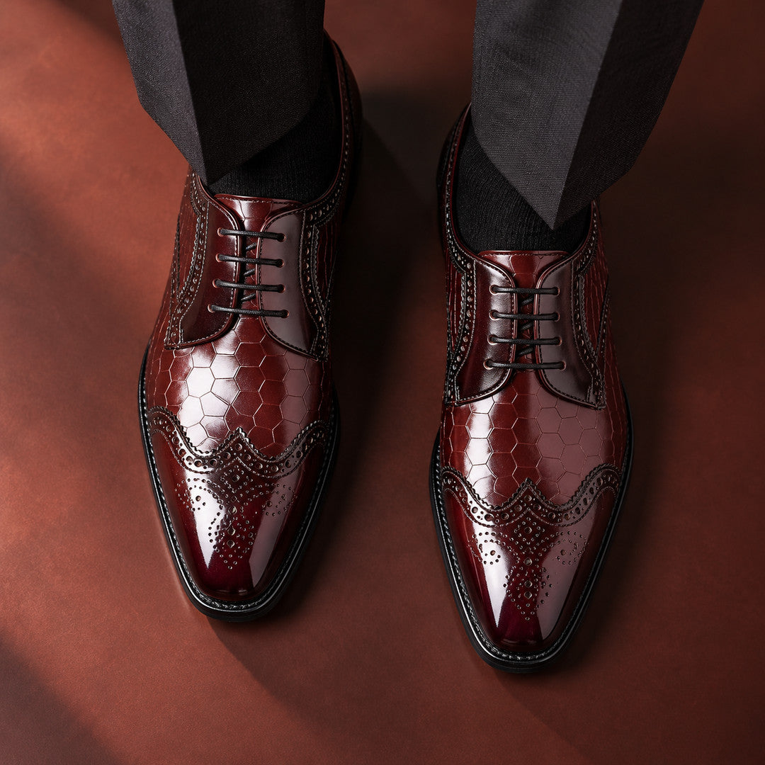 Savile Glossy Croc-Effect Wingtip Brogues (1:1, image 3)