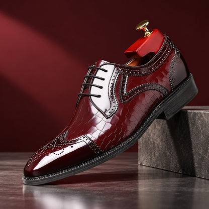 Savile Glossy Croc-Effect Wingtip Brogues (1:1, image 5)