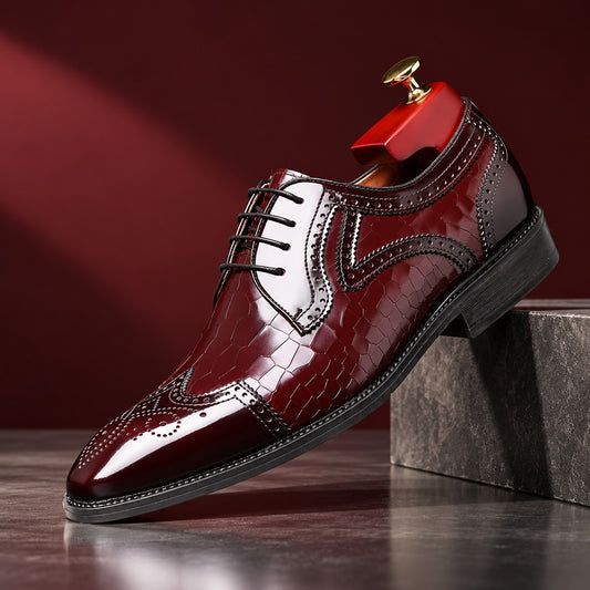 Savile Glossy Croc-Effect Wingtip Brogues (1:1, image 5)