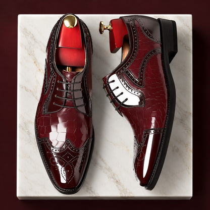 Savile Glossy Croc-Effect Wingtip Brogues (1:1, image 8)
