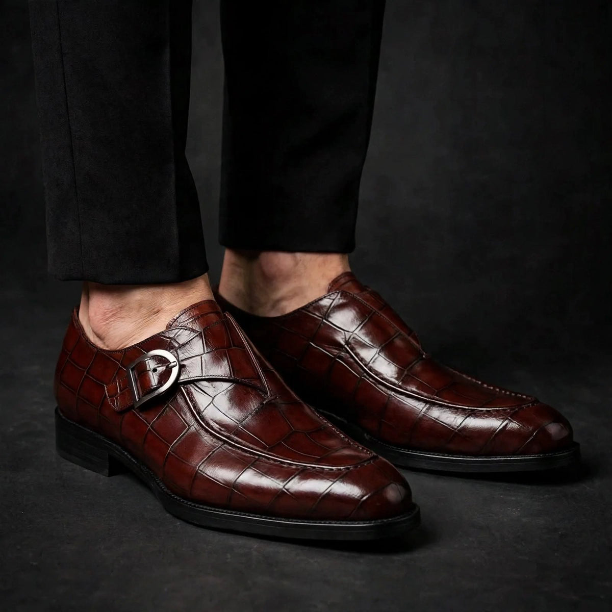 Lovelace Croc Leather Oxfords