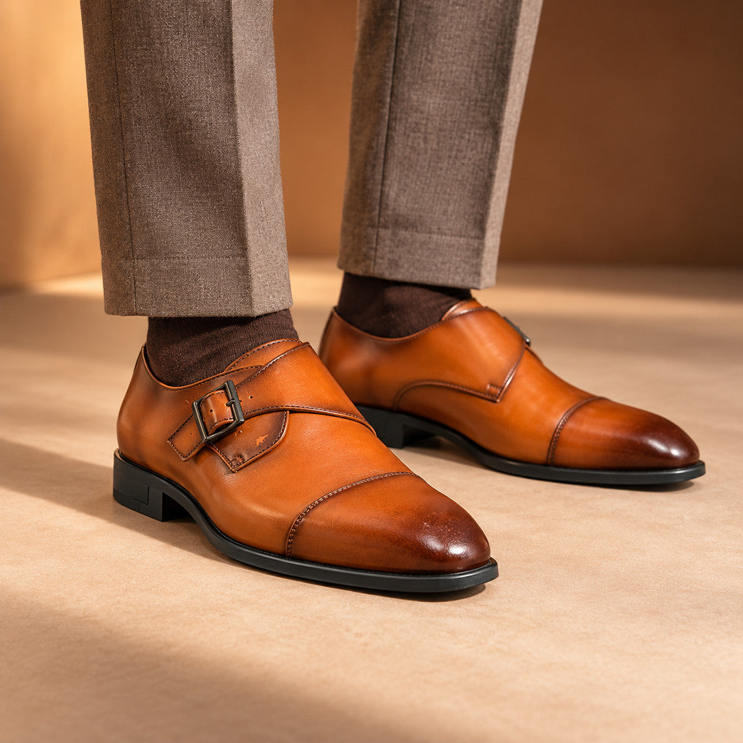 Cheswick Burnished Toe Split Leather Monk Shoes (1:1, image 1)