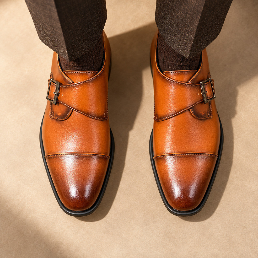Cheswick Burnished Toe Split Leather Monk Shoes (1:1, image 3)