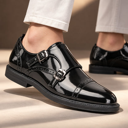 Claremont Glossy Cap Toe Monk Strap Shoes (1:1, image 4)