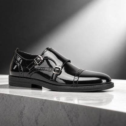 Claremont Glossy Cap Toe Monk Strap Shoes (1:1, image 6)