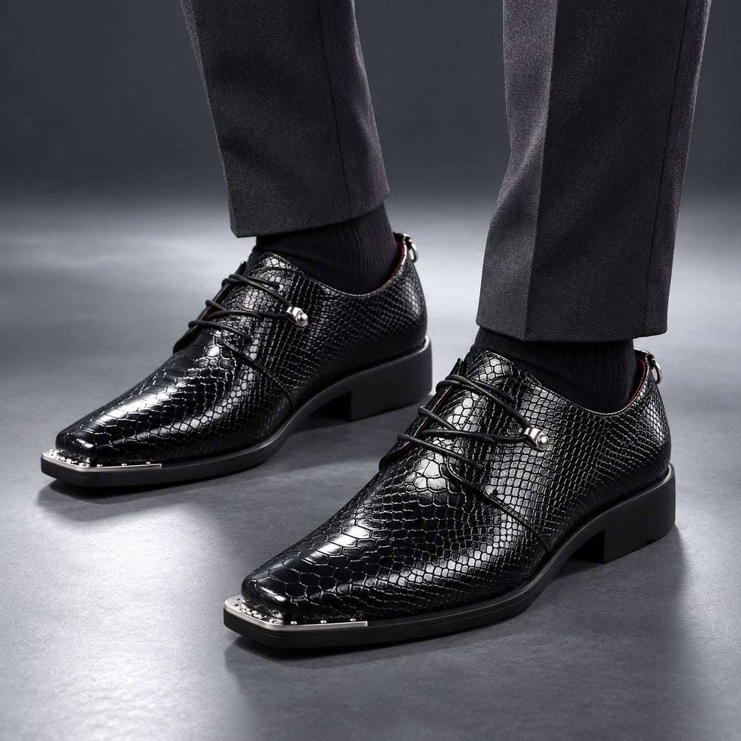 Montrose Croc-Effect Square Toe Dress Shoes (1:1, image 4)
