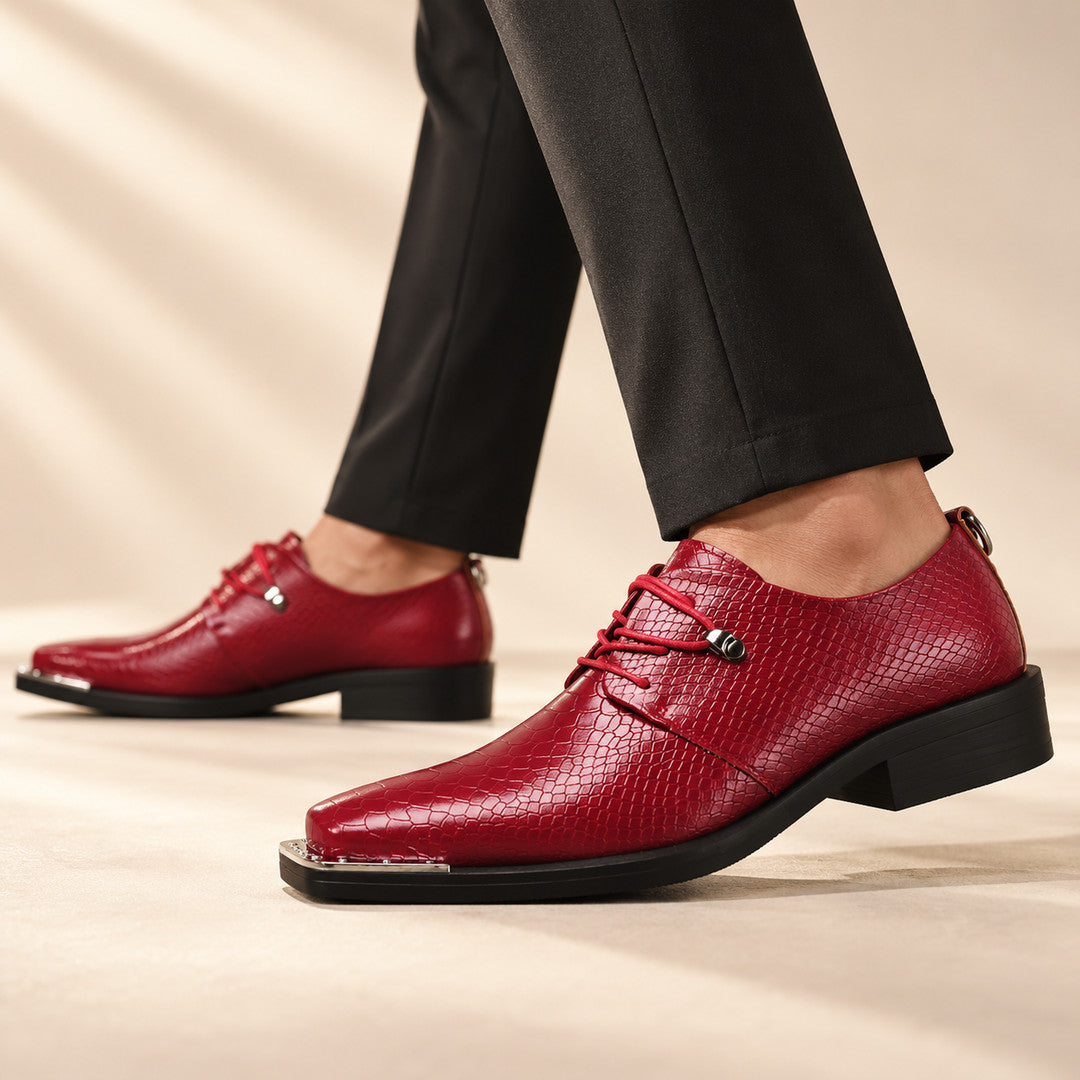Montrose Croc-Effect Square Toe Dress Shoes (1:1, image 5)