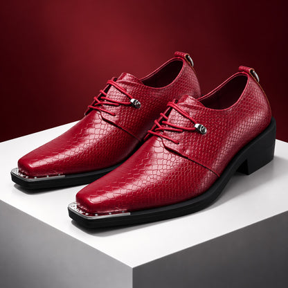 Montrose Croc-Effect Square Toe Dress Shoes (1:1, image 8)