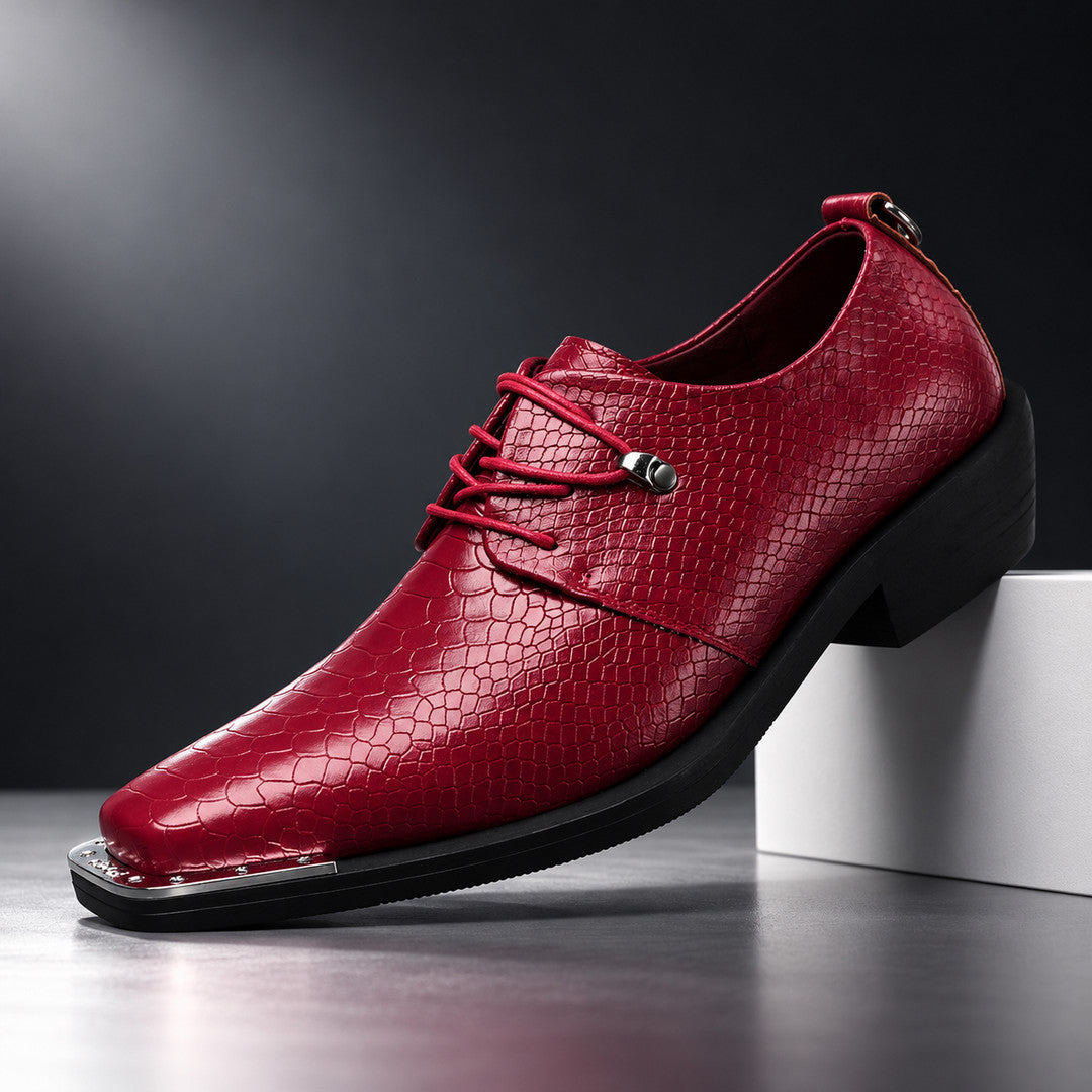 Montrose Croc-Effect Square Toe Dress Shoes (1:1, image 9)