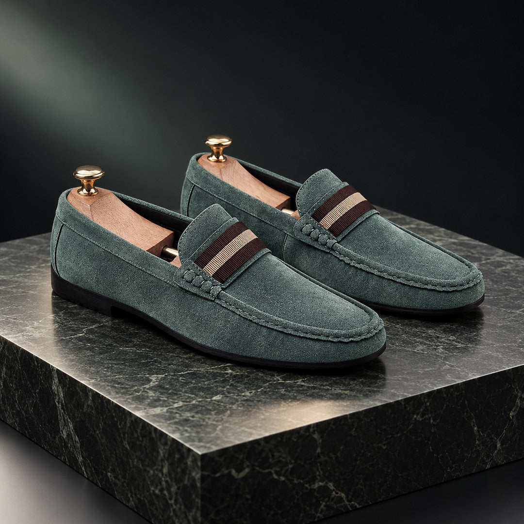 Merivale Striped Band Faux Suede Loafers (1:1, image 1)