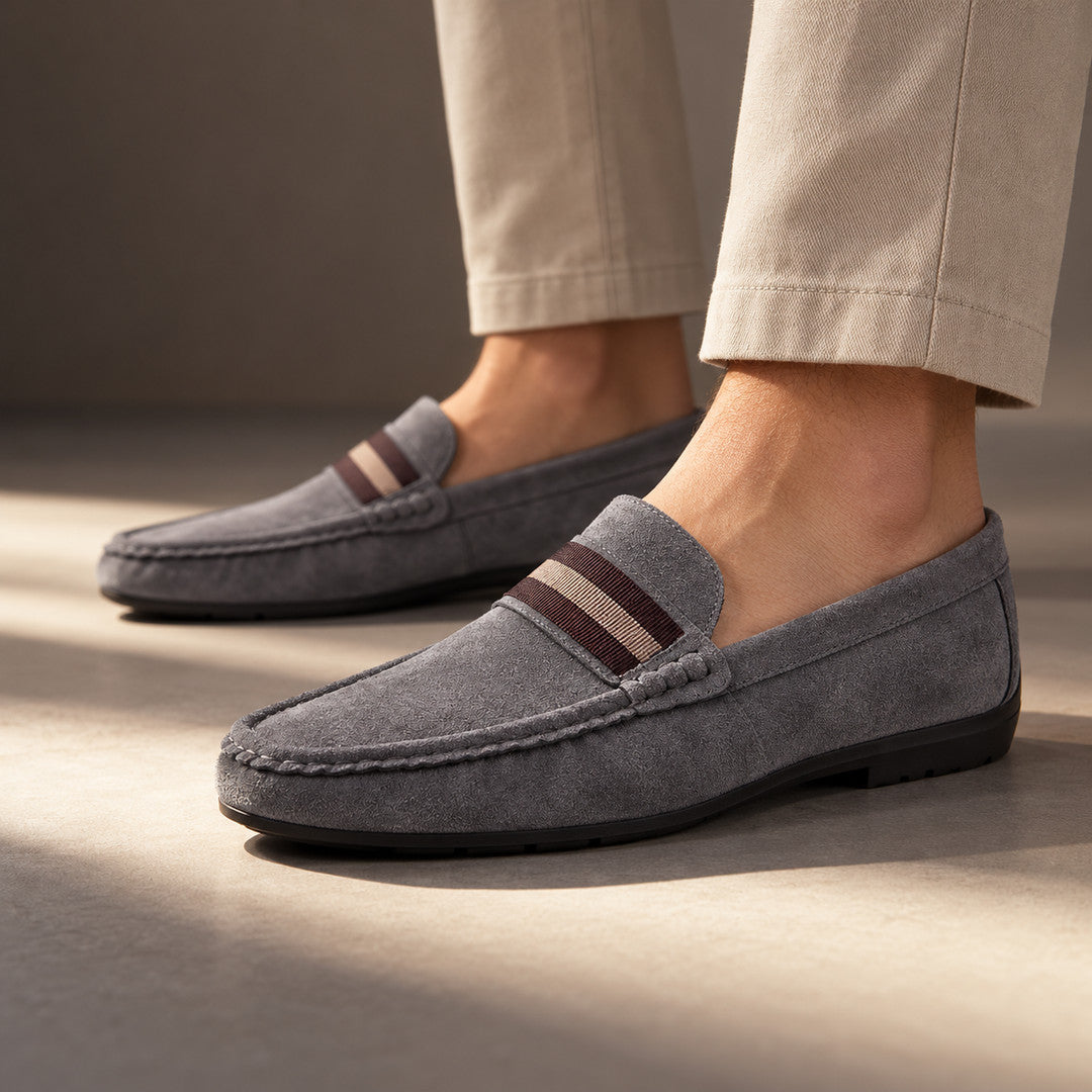 Merivale Striped Band Faux Suede Loafers (1:1, image 5)
