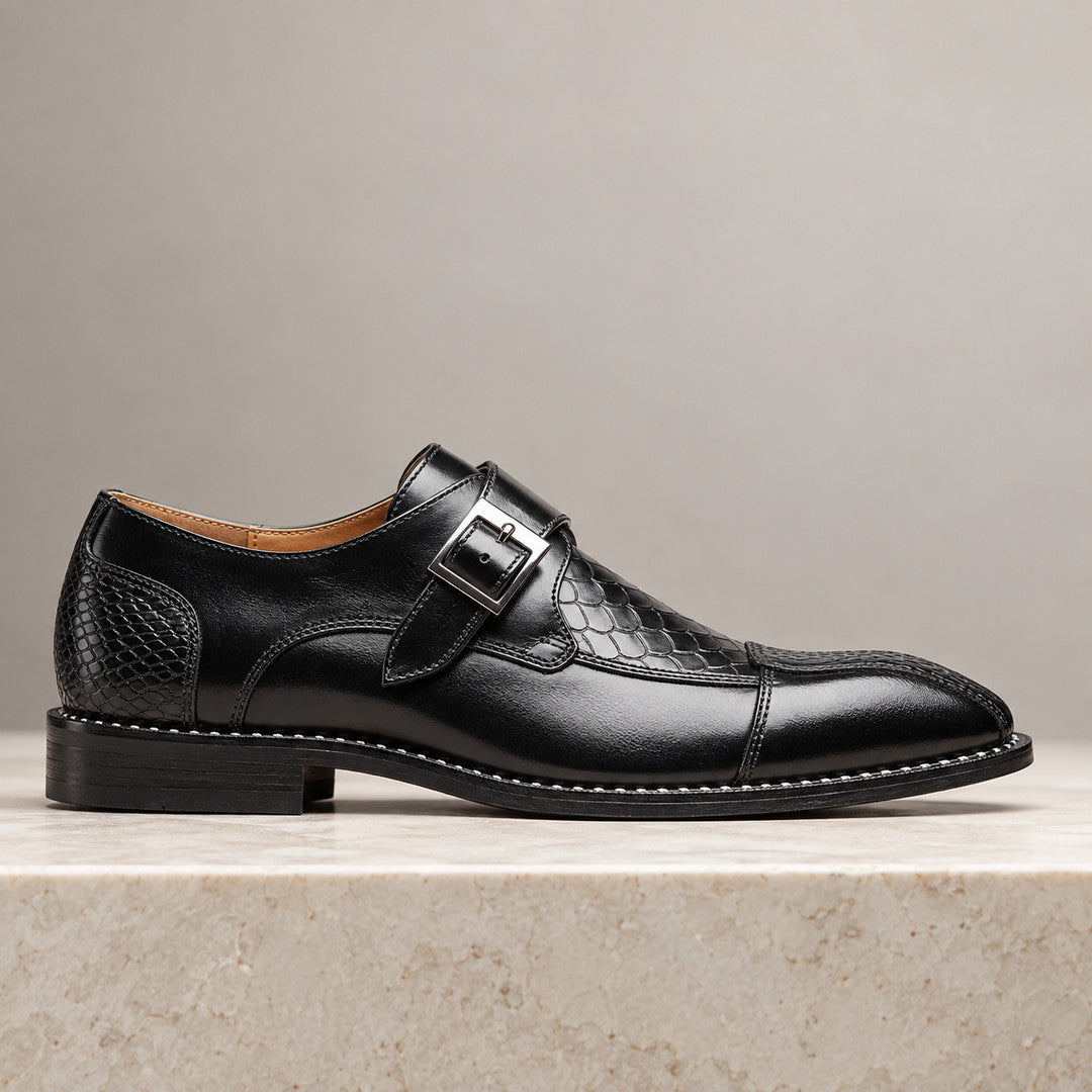 Ravenscourt Textured Panel Monk Strap Shoes (1:1, image 6)