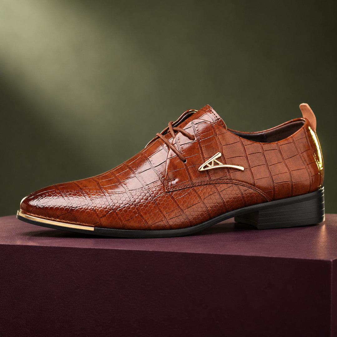 Rivington Croc-Effect Gold Trim Dress Shoes (1:1, image 2)