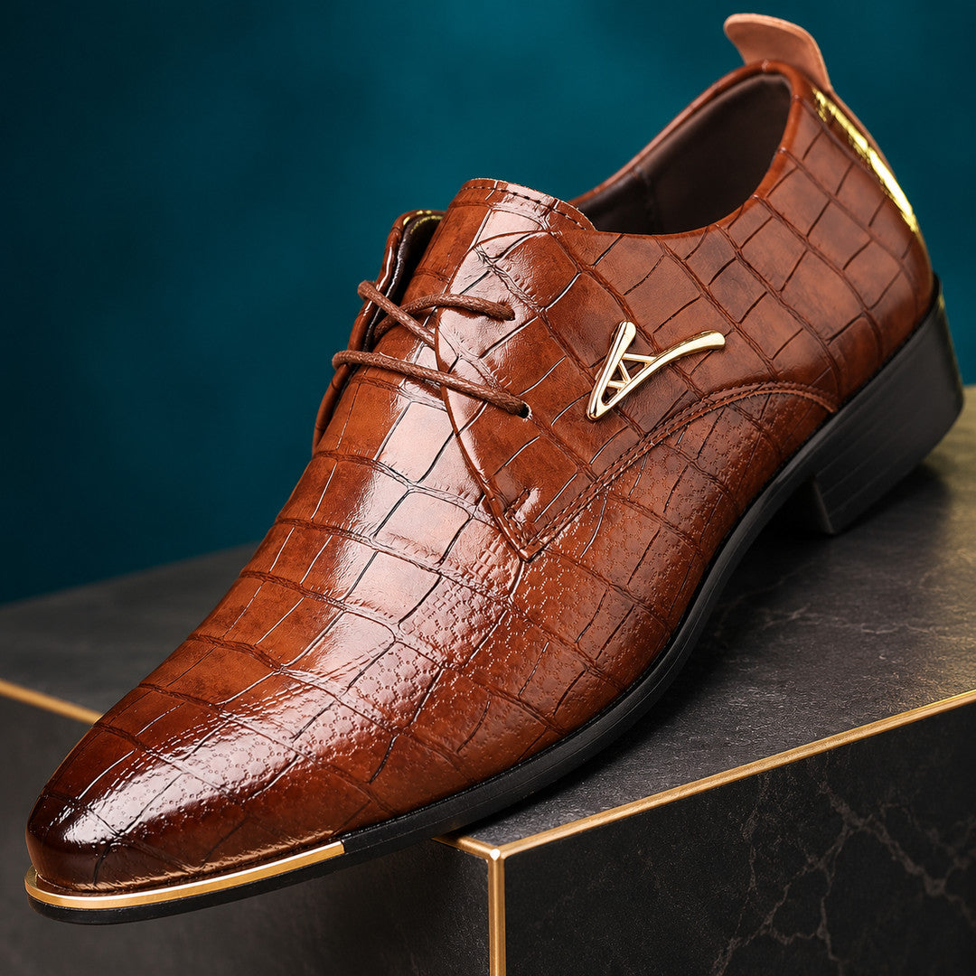 Rivington Croc-Effect Gold Trim Dress Shoes (1:1, image 4)