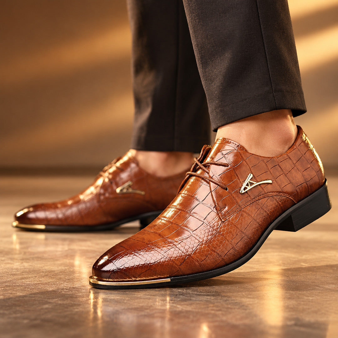 Rivington Croc-Effect Gold Trim Dress Shoes (1:1, image 6)