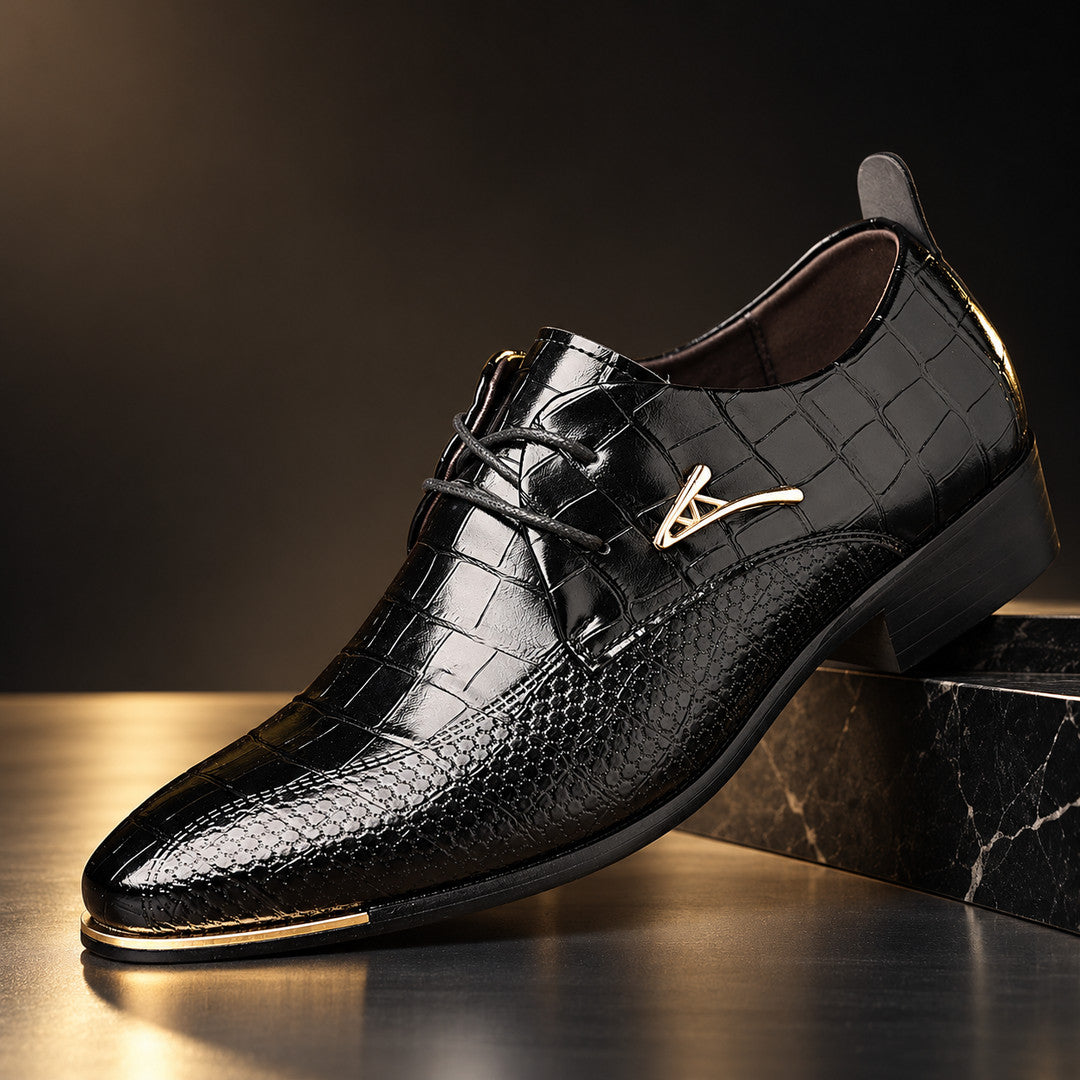 Rivington Croc-Effect Gold Trim Dress Shoes (1:1, image 9)