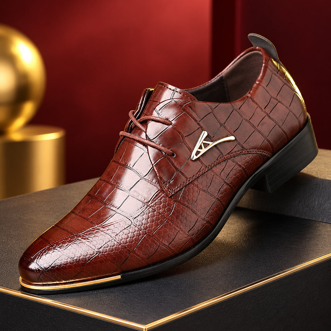 Rivington Croc-Effect Gold Trim Dress Shoes (1:1, image 11)