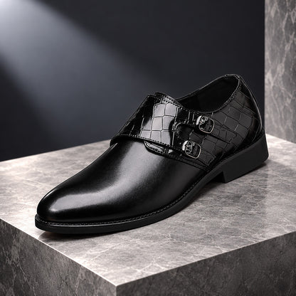 Vallencourt Croc-Effect Panel Double Monk Shoes (1:1, image 2)