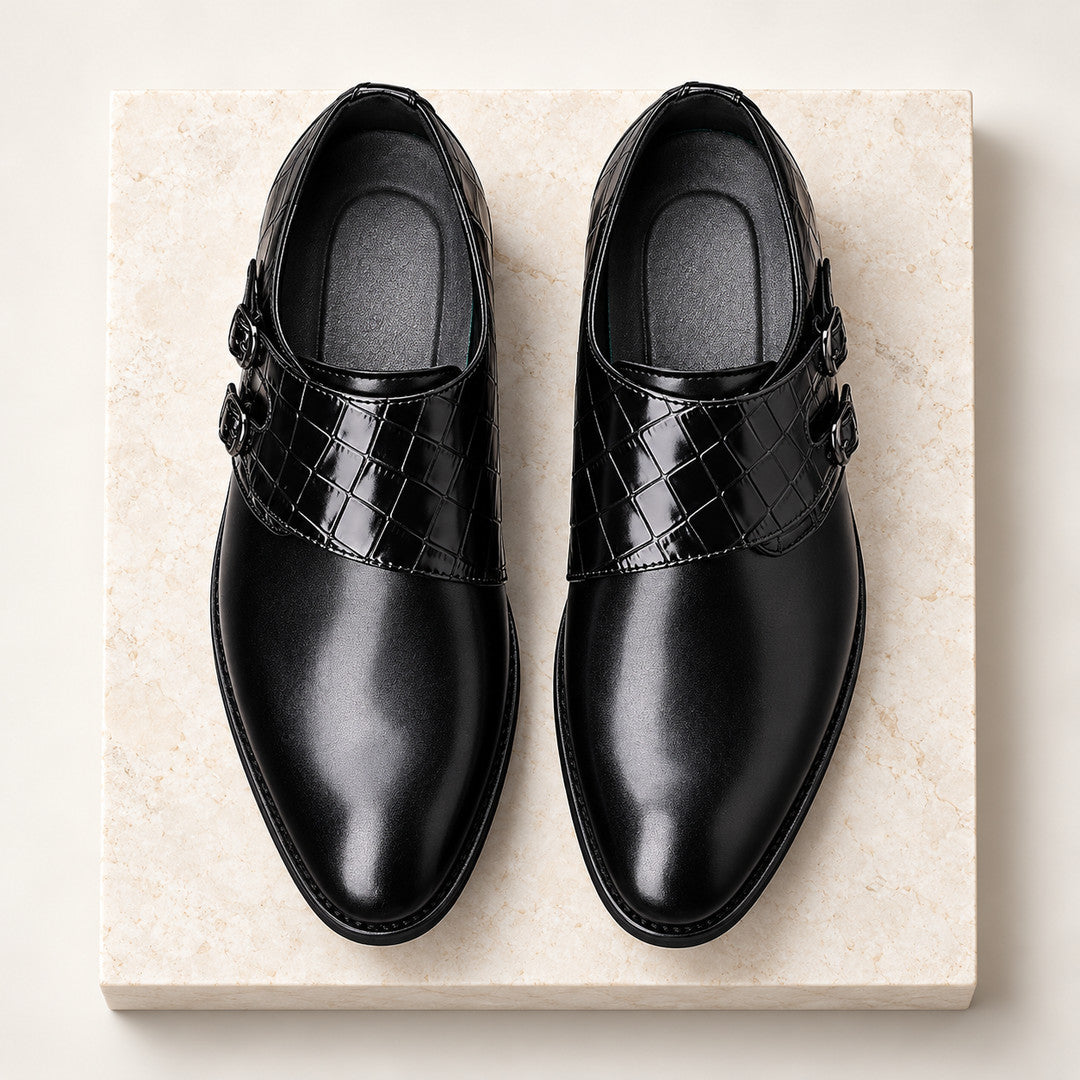 Vallencourt Croc-Effect Panel Double Monk Shoes (1:1, image 7)
