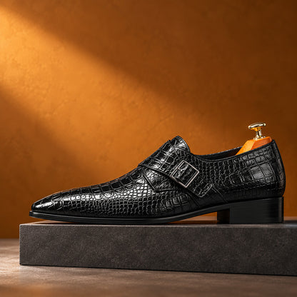 Wellington Croc-Effect Single Buckle Monk Strap Shoes (1:1, image 4)