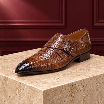 Wellington Croc-Effect Single Buckle Monk Strap Shoes (1:1, image 7)