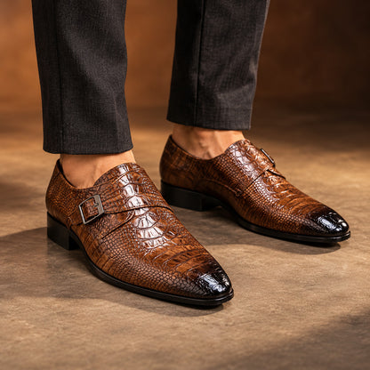 Wellington Croc-Effect Single Buckle Monk Strap Shoes (1:1, image 13)